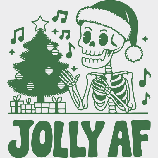 Jolly AF 4 Colors - Christmas DTF Transfer Adult Unisex - S & M (10’’) / Green Color Design (See Imaging)