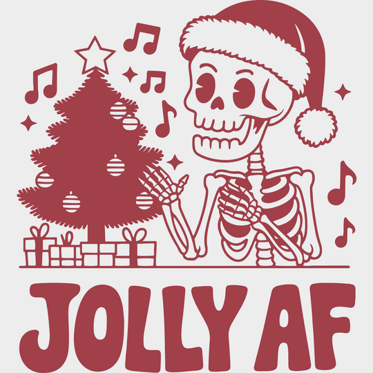 Jolly AF 4 Colors - Christmas DTF Transfer Adult Unisex - S & M (10’’) / Red Color Design (See Imaging)