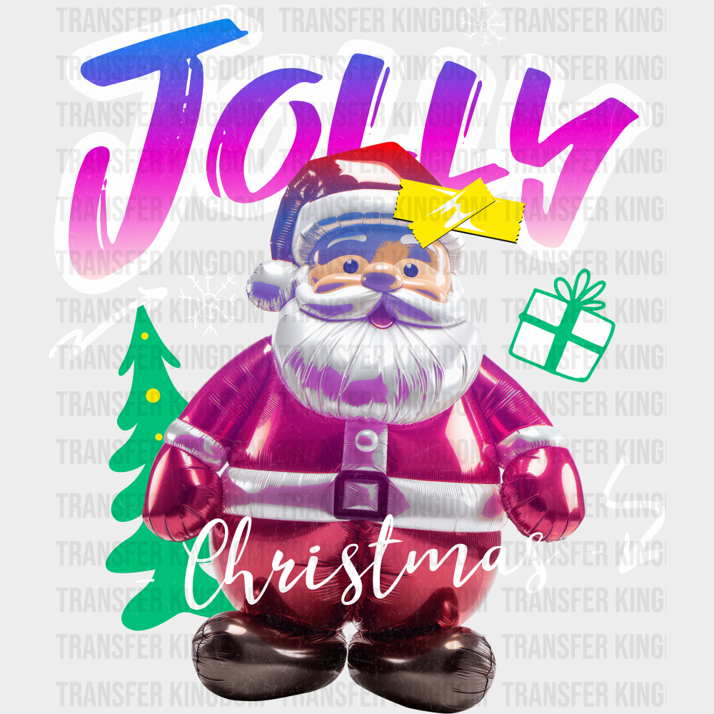 Jolly Christmas Santa Balloon - Christmas DTF Transfer