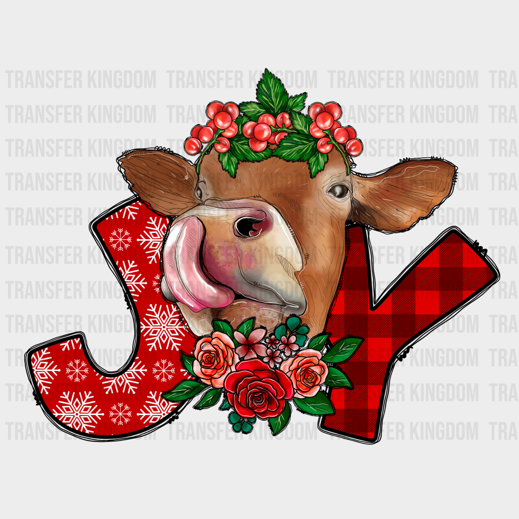 Joy Cow Christmas Design - Dtf Heat Transfer