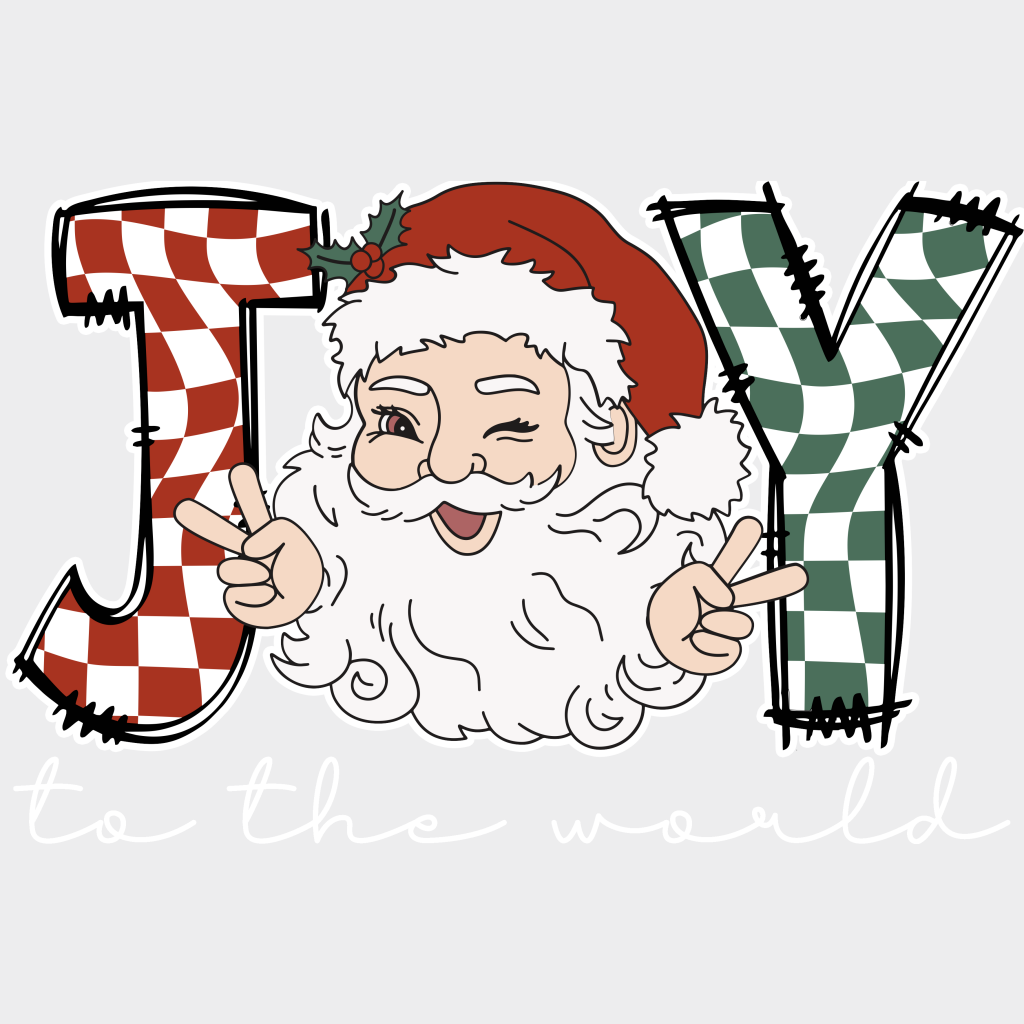 Joy Santa Christmas Design Dtf Heat Transfer Unisex - S & M ( 10 ) / Light Color See Imaging