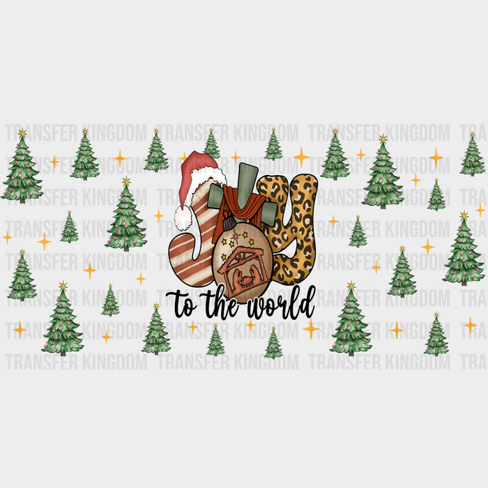 Joy To The World - Christmas Cup Wrap UV Sticker Permanent UV DTF Decal