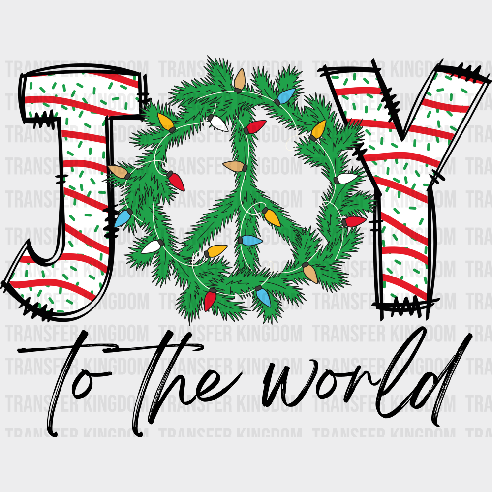 Joy To The World Christmas DTF Transfer Adult Unisex S & M (10’’) / Dark Color Design (See Imaging)