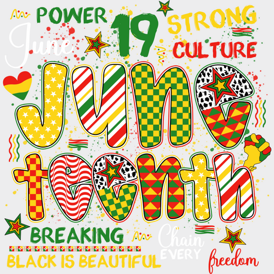 June 19 Black Is Beautiful - Juneteenth DTF Transfer Adult Unisex - S & M (10’’) / Light Color Design (See Imaging)