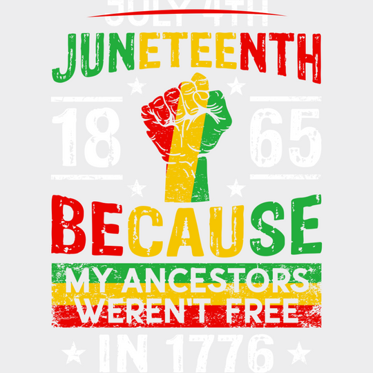 Juneteenth 1865 Because My Ancestors Weren’t Free - Juneteenth DTF Transfer Adult Unisex - S & M (10’’) / Light Color
