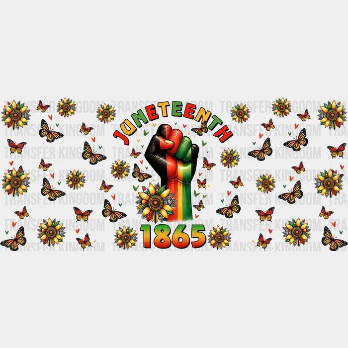 Juneteenth 1865 Fist Design - Black History Month Cup Wrap UV Sticker Permanent UV DTF Decal