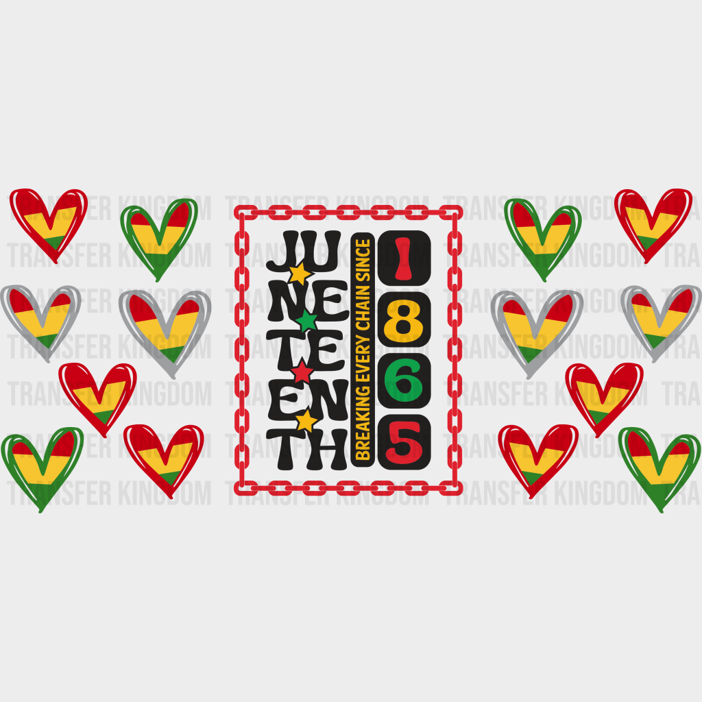 Juneteenth 1865 Heart - Black History Month Cup Wrap Uv Sticker Permanent Dtf Decal