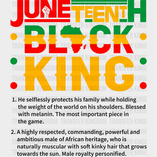 Juneteenth Black King Africa Design - Juneteenth DTF Transfer Adult Unisex - S & M (10’’) / Dark Color Design (See