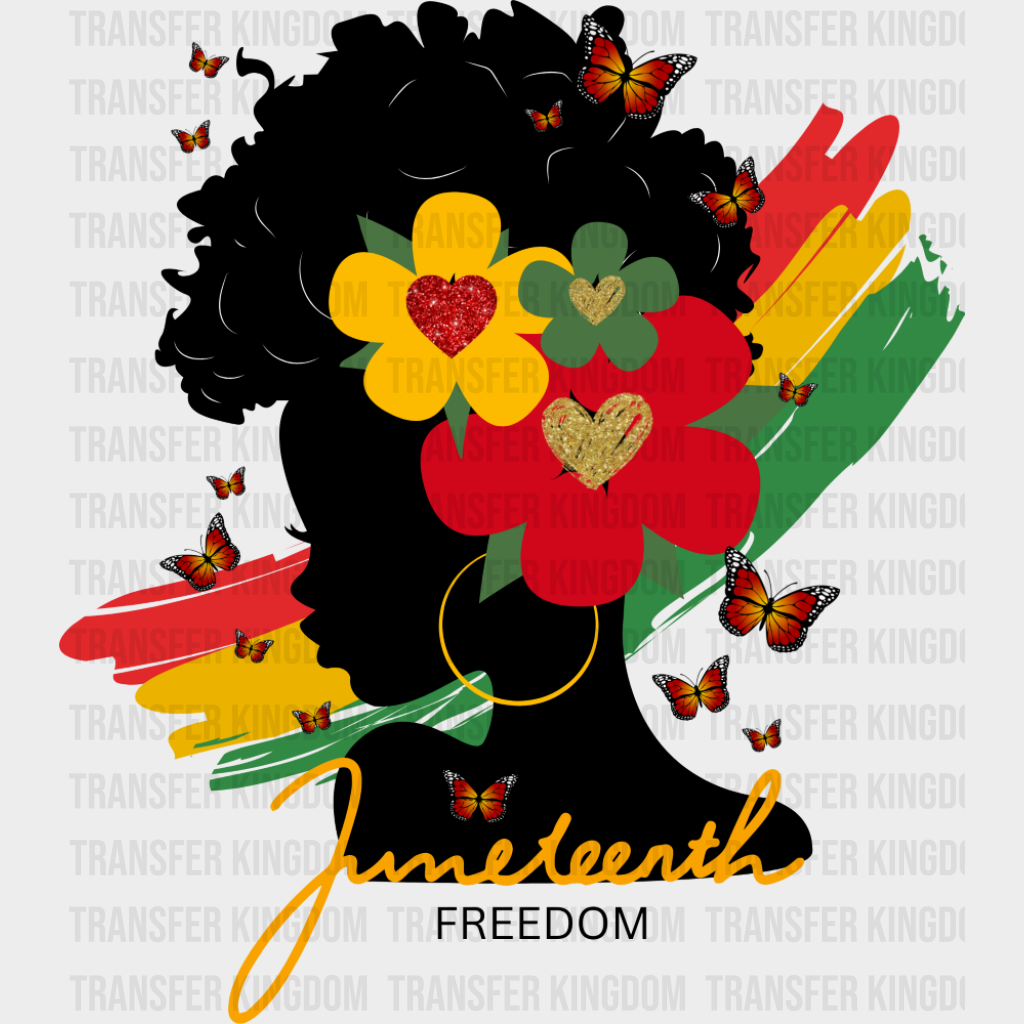 Juneteenth Freedom Flowers - Juneteenth DTF Transfer Adult Unisex - S & M (10’’) / Dark Color Design (See Imaging)