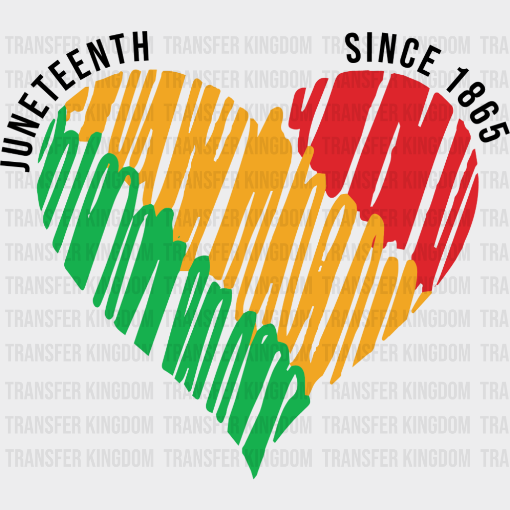 Juneteenth Green Yellow Red Heart - Juneteenth DTF Transfer Adult Unisex - S & M (10’’) / Dark Color Design (See