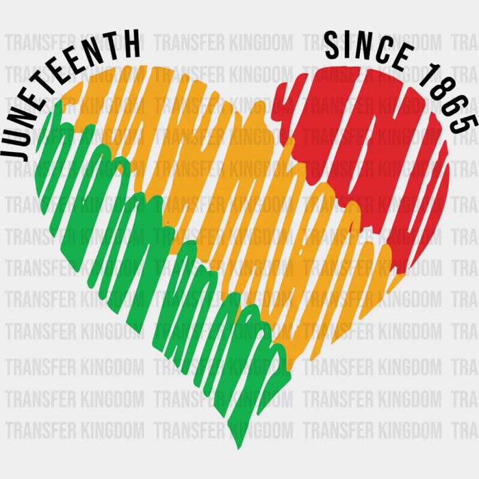 Juneteenth Green Yellow Red Heart - Juneteenth DTF Transfer