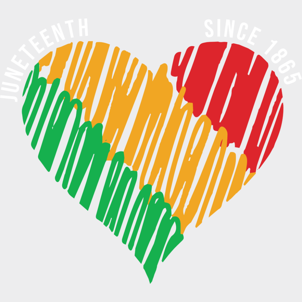 Juneteenth Green Yellow Red Heart - Juneteenth DTF Transfer Adult Unisex - S & M (10’’) / Light Color Design (See