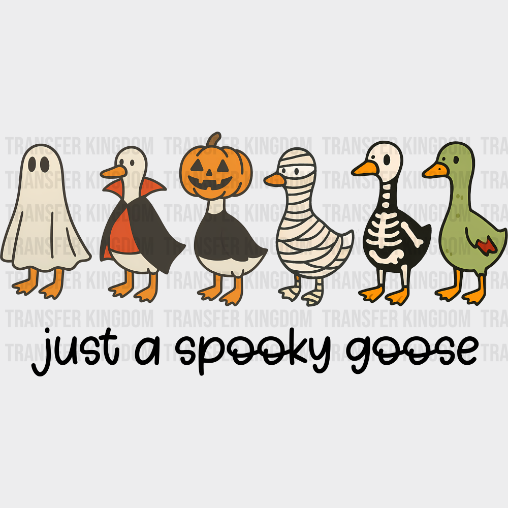Just A Spooky Goose 6 Goose Halloween DTF Transfer Adult Unisex S & M (10’’) / Dark Color Design (See Imaging)