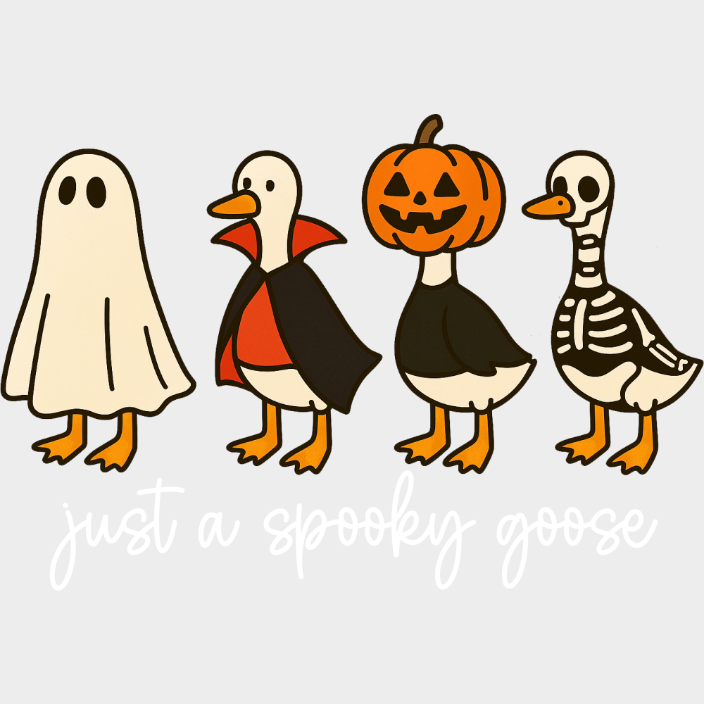 Just A Spooky Goose B&W - Halloween DTF Transfer Adult Unisex - S & M (10’’) / Light Color Design (See Imaging)