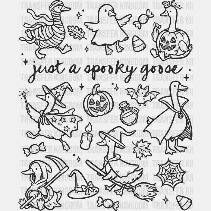 Just A Spooky Goose Black, Brown and White Design - Halloween DTF Transfer