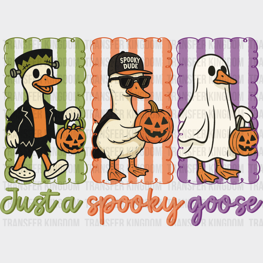 Just A Spooky Goose Colorful Halloween DTF Transfer