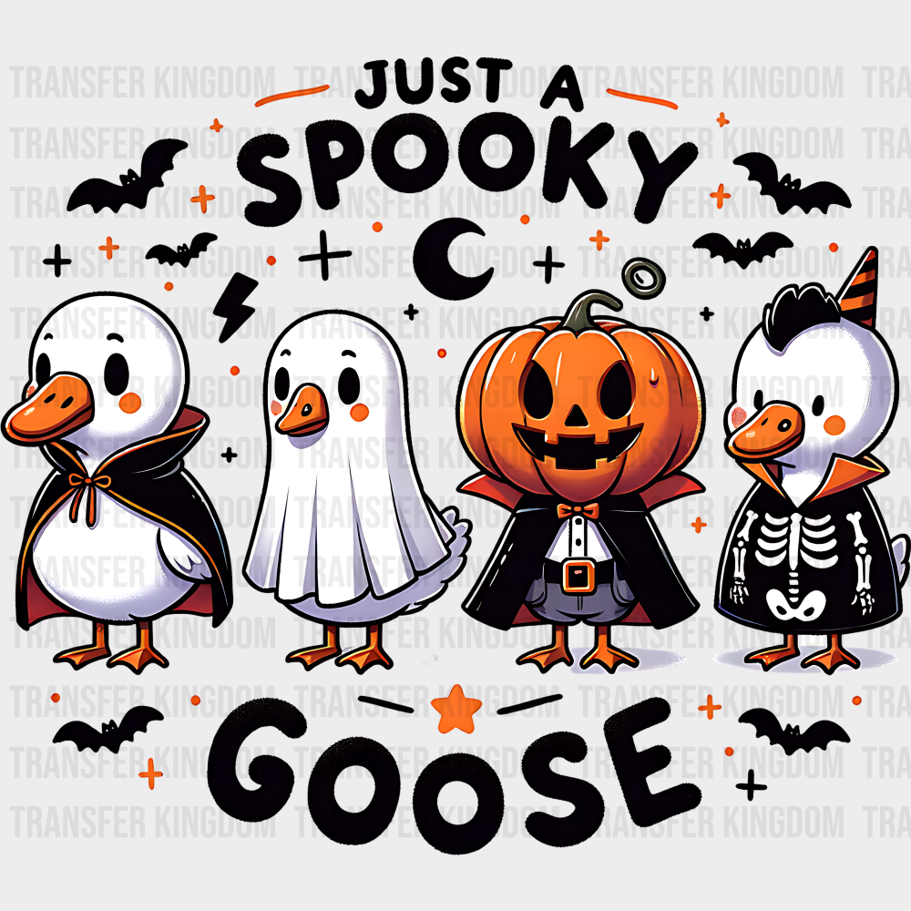 Just A Spooky Goose Cute Design Halloween DTF Transfer Adult Unisex S & M (10’’) / Dark Color Design (See Imaging)