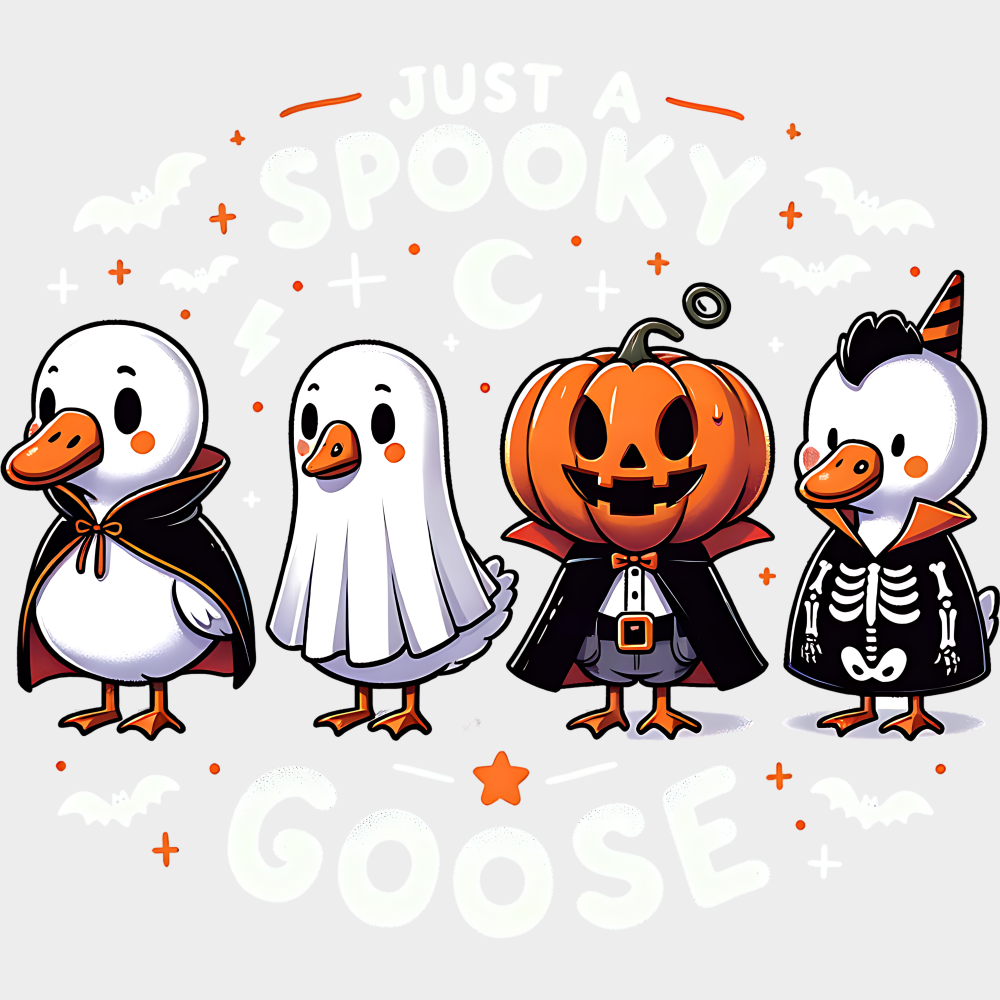 Just A Spooky Goose Cute Design Halloween DTF Transfer Adult Unisex S & M (10’’) / Light Color Design (See Imaging)