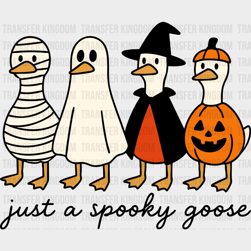 Just A Spooky Goose Design Halloween DTF Transfer Adult Unisex S & M (10’’) / Dark Color Design (See Imaging)