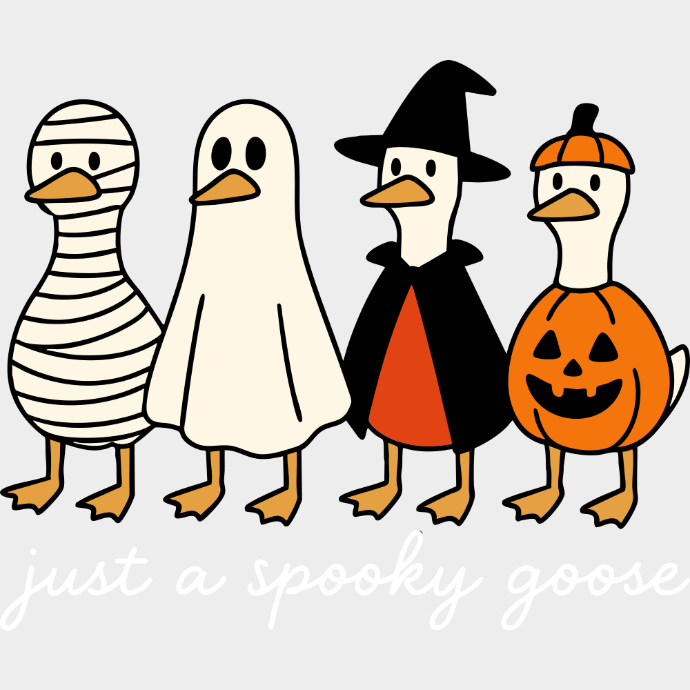 Just A Spooky Goose Design Halloween DTF Transfer Adult Unisex S & M (10’’) / Light Color Design (See Imaging)