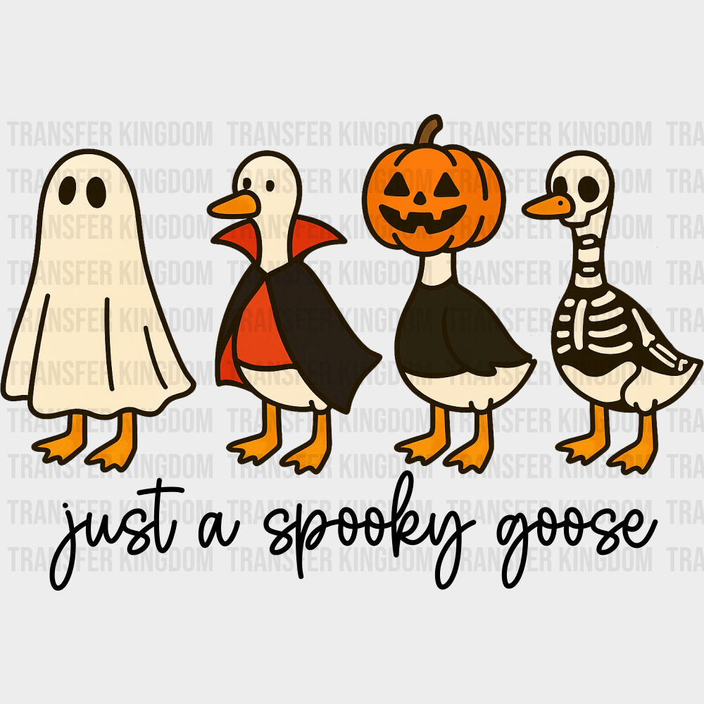 Just A Spooky Goose Geese Design Halloween DTF Transfer Adult Unisex S & M (10’’) / Dark Color Design (See Imaging)