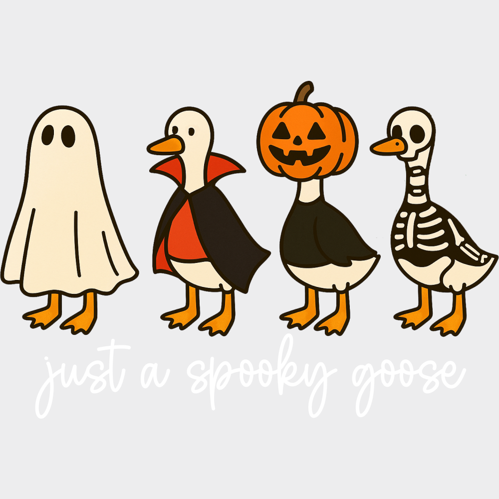 Just A Spooky Goose Geese Design Halloween DTF Transfer Adult Unisex S & M (10’’) / Light Color Design (See Imaging)