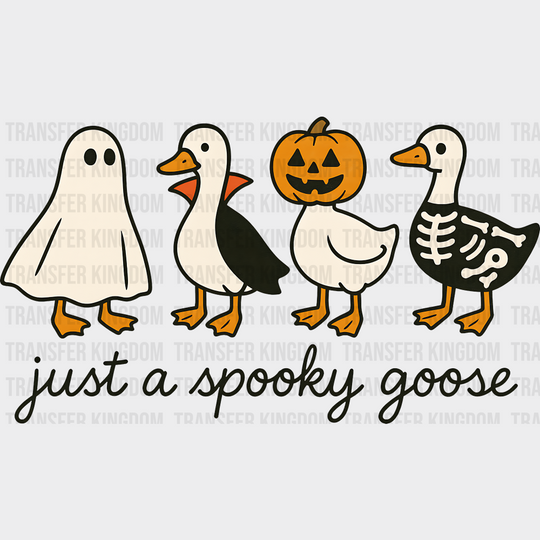 Just A Spooky Goose Ghost Vampire & Skeleton Halloween DTF Transfer Adult Unisex S & M (10’’) / Dark Color Design (See