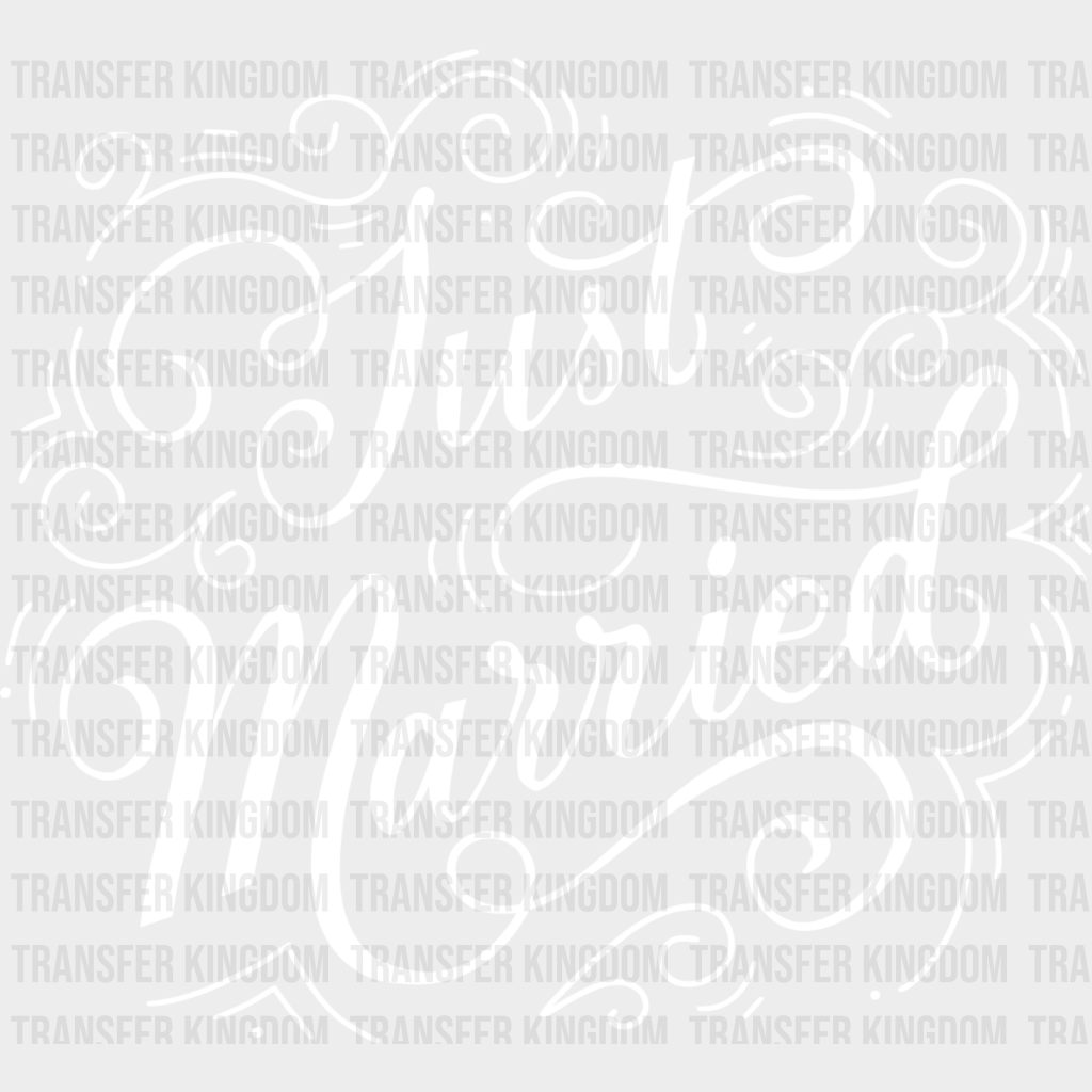 Just Married Curly Design - Honeymoon Iron On Dtf Transfer Unisex S & M (10’’) / Light Color