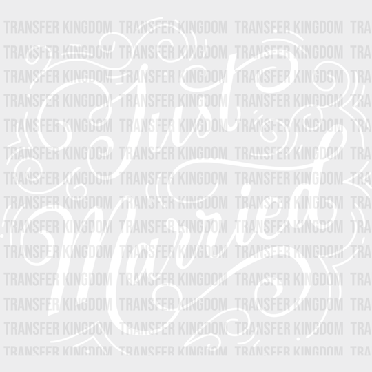 Just Married Curly Design - Honeymoon Iron On Dtf Transfer Unisex S & M (10’’) / Light Color