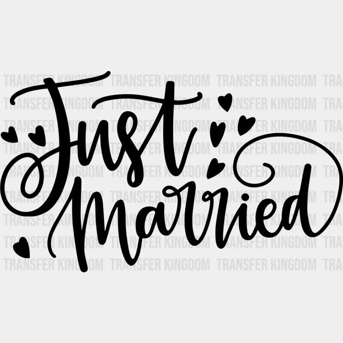 Just Married Cursive Design - Honeymoon Iron On DTF Transfer