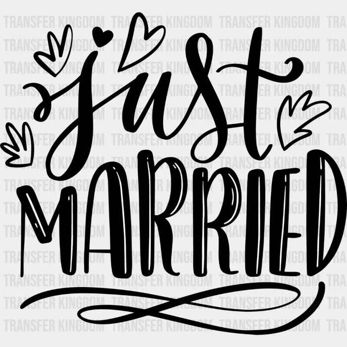 Just Married Heart Design - Honeymoon Iron On DTF Transfer