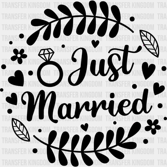 Just Married Leaf Design - Honeymoon Iron On DTF Transfer