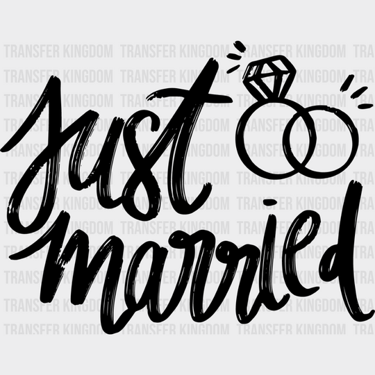 Just Married Ring Design - Honeymoon Iron On Dtf Transfer Unisex S & M (10’’) / Dark Color See