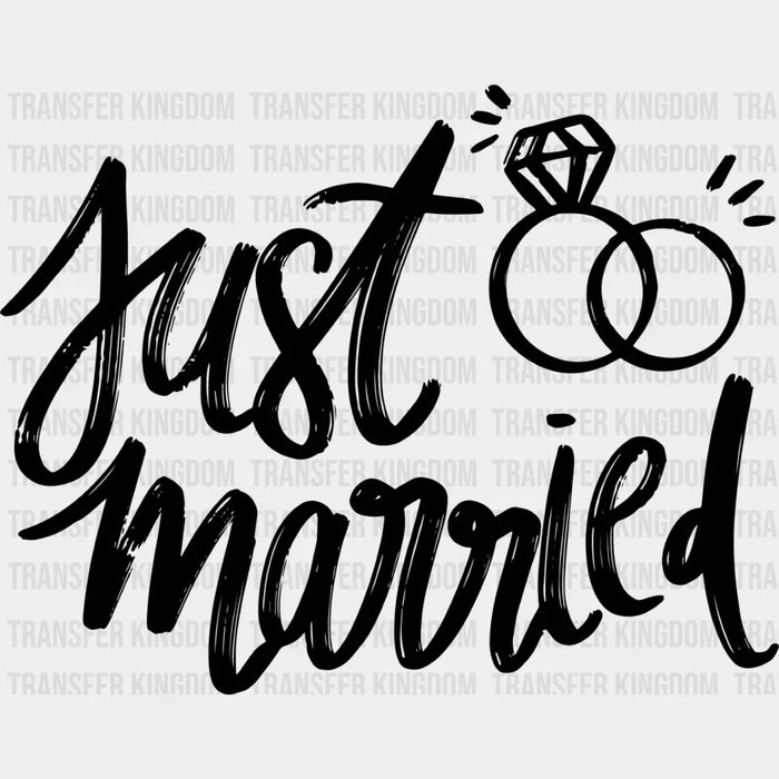 Just Married Ring Design - Honeymoon Iron On DTF Transfer
