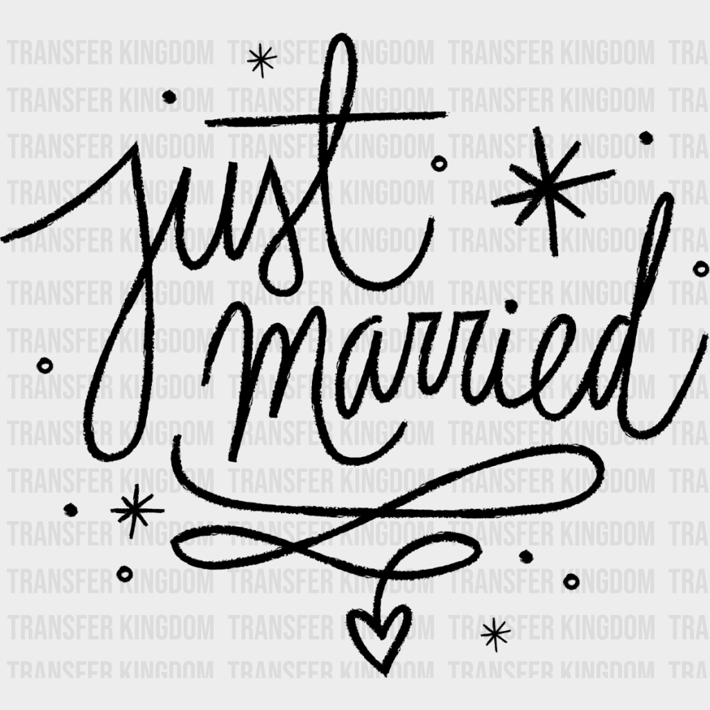 Just Married Star Design - Honeymoon Iron On Dtf Transfer Unisex S & M (10’’) / Dark Color See