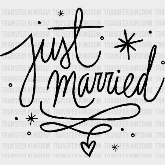 Just Married Star Design - Honeymoon Iron On Dtf Transfer Unisex S & M (10’’) / Dark Color See