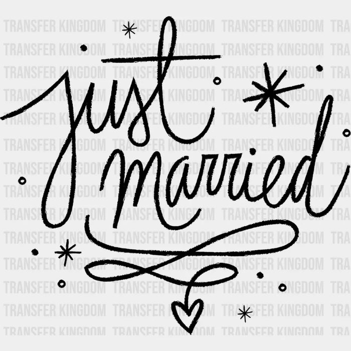Just Married Star Design - Honeymoon Iron On DTF Transfer