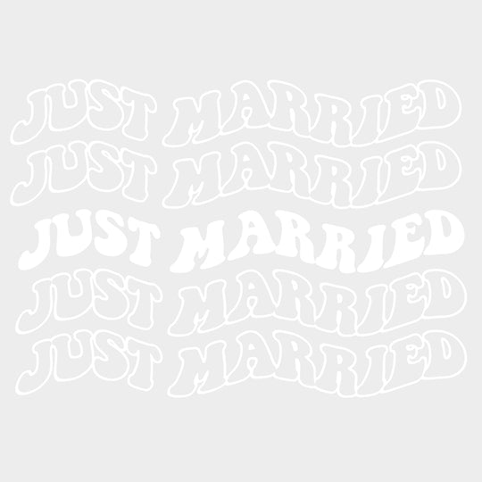 Just Married Wavy B&W - Honeymoon DTF Transfers Adult Unisex - S & M (10’’) / Light Color Design (See Imaging)