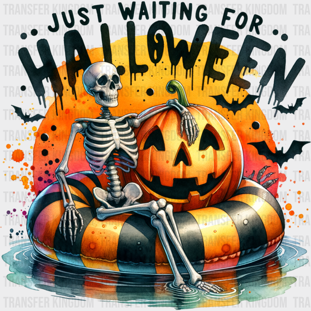 Just Waiting For Halloween - Dtf Heat Transfer Unisex S & M (10’) / Dark Color Design See Imaging