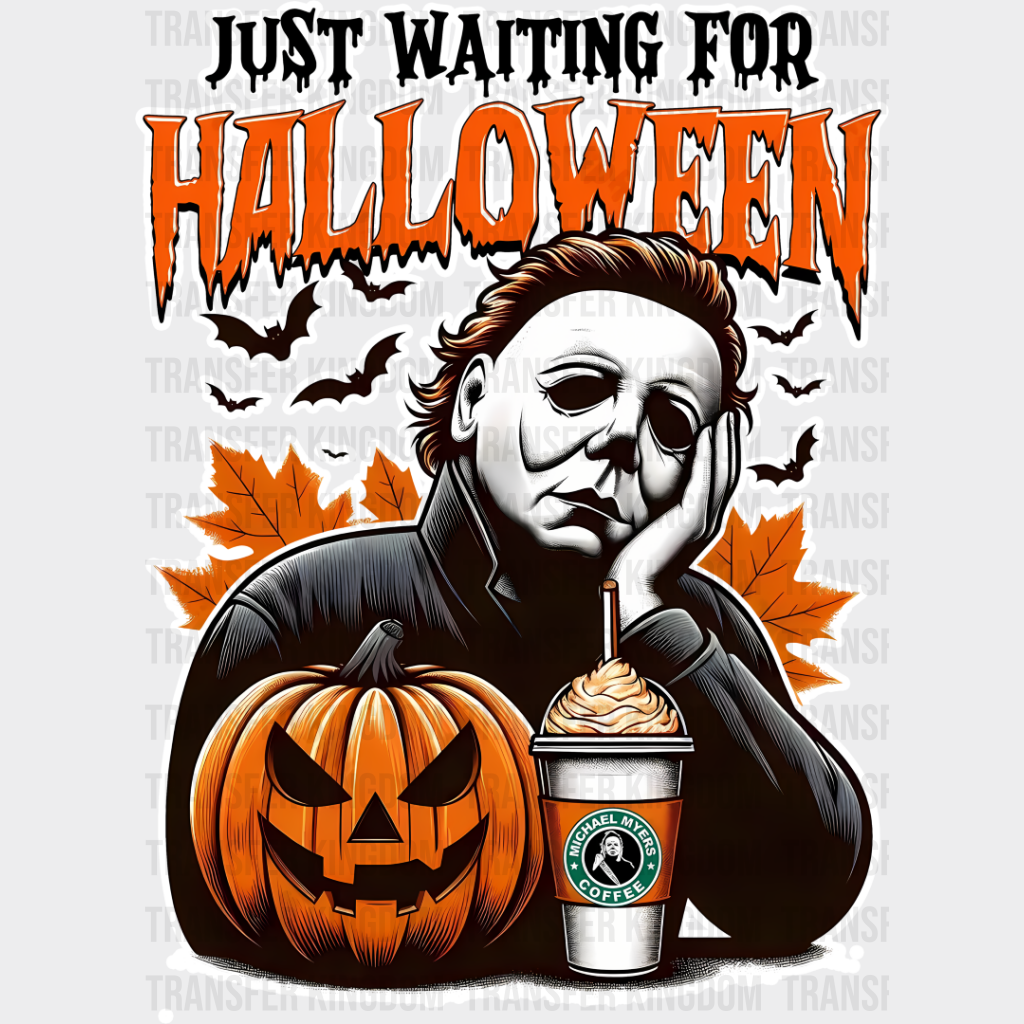 Just Waiting For Halloween - Iron On Dtf Transfer Unisex S & M (10’’) / Light Color Design See