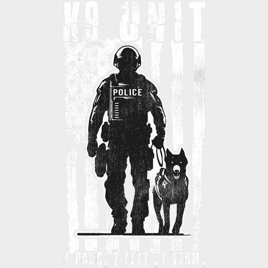 K9 Unit, 4 Paws, 2 Feet, 1 Team - Police DTF Transfers transfer-kingdom Light Color Design (See Imaging)