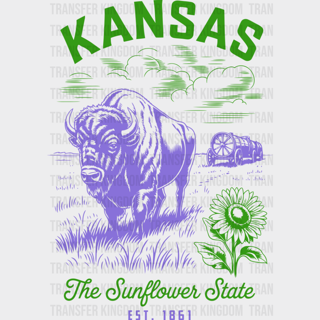 Kansas The Sunflower State - States & Cities DTF Transfer