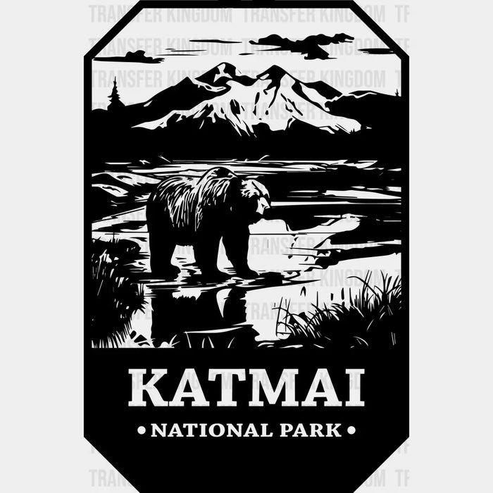 Katmai National Park Black And White Design - National Parks DTF Transfers