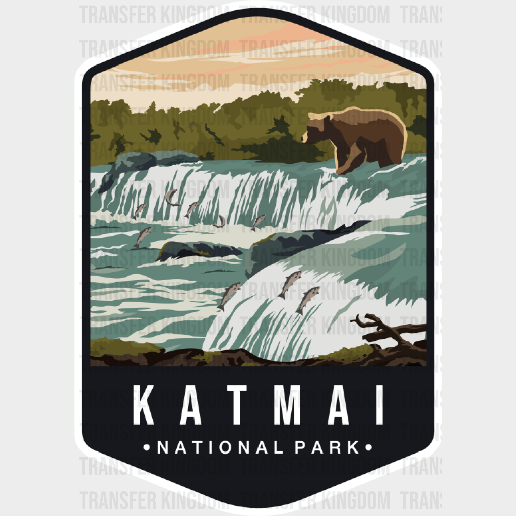 Katmai National Park Colorful Design - National Parks DTF Transfer