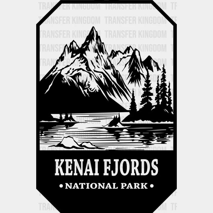 Kenai Fjords National Park Black And White Design - National Parks DTF Transfers