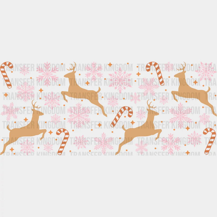 Khaki Reindeer Design - Christmas Cup Wrap UV Sticker Permanent UV DTF Decal