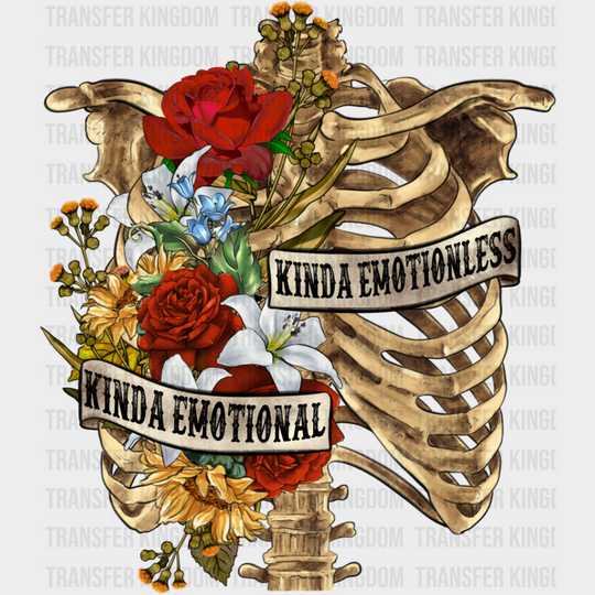 Kinda Emotional Flower Skeleton Design - Iron On Dtf Transfer