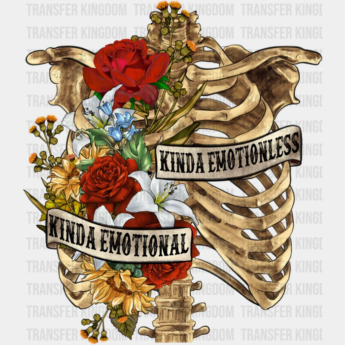 Kinda Emotional Flower Skeleton Design - Skeleton Iron On DTF Transfer