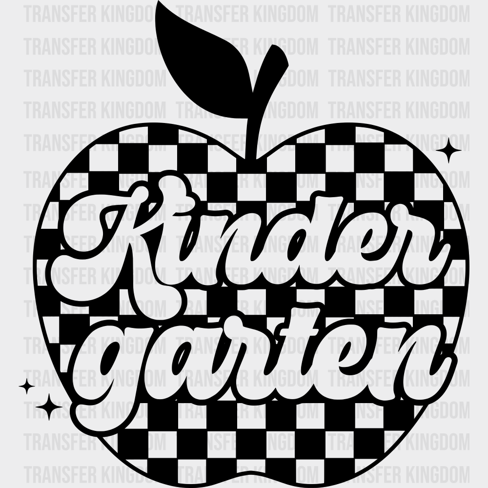 Kindergarten B&W - Back To School DTF Transfer Adult Unisex - S & M (10’’) / Dark Color Design (See Imaging)