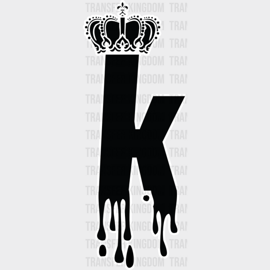 King And Queen Initials - King-Queen Dtf Heat Transfer Unisex S & M (10’’) / Dark Color Design